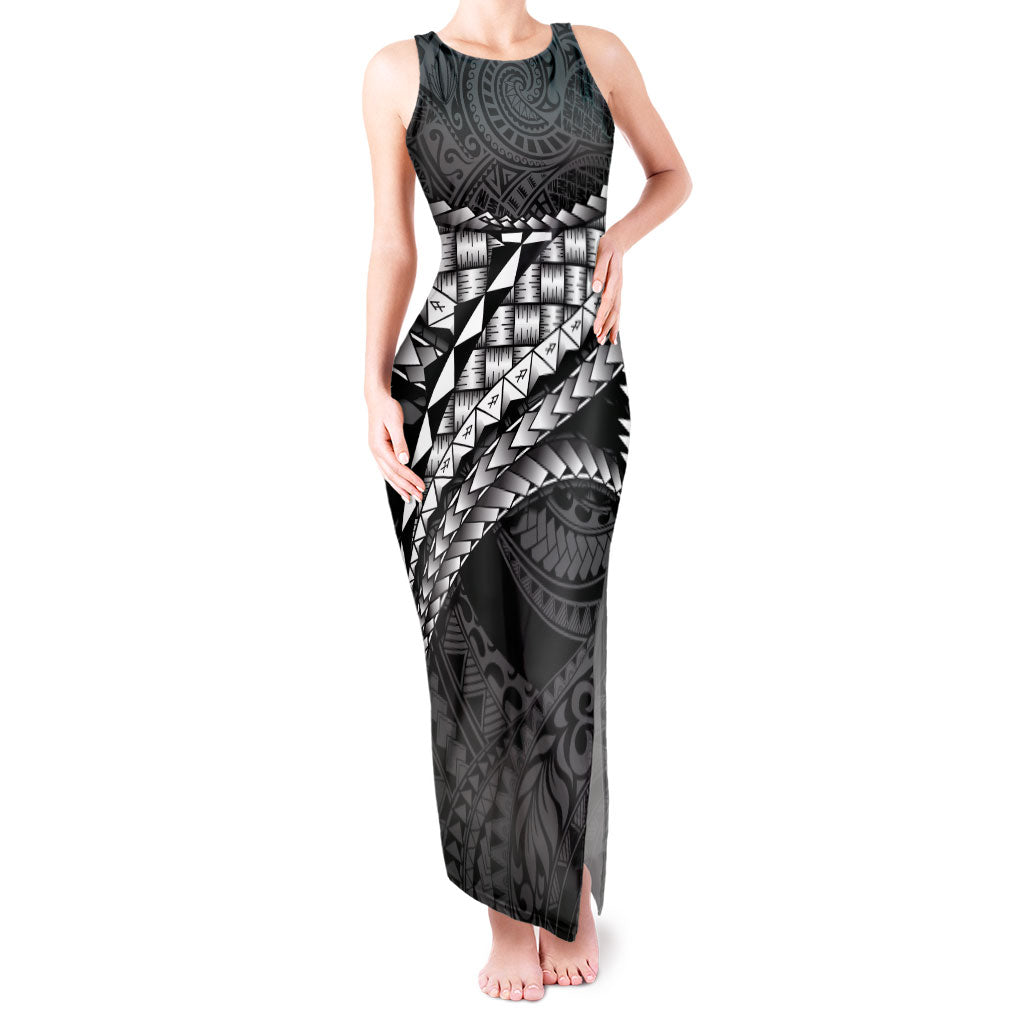 Hawaii Lauhala Tattoo Tank Maxi Dress Hawaiian Hala Leaf Weaving LT14 Women Black - Polynesian Pride