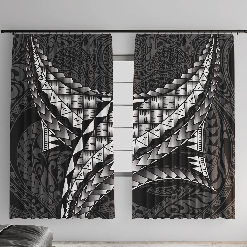 Hawaii Lauhala Tattoo Window Curtain Hawaiian Hala Leaf Weaving LT14 With Hooks Black - Polynesian Pride