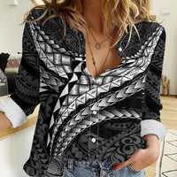 Hawaii Lauhala Tattoo Women Casual Shirt Hawaiian Hala Leaf Weaving