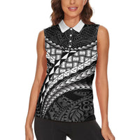 Hawaii Lauhala Tattoo Women Sleeveless Polo Shirt Hawaiian Hala Leaf Weaving
