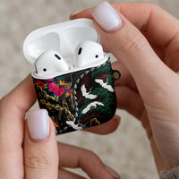 Hawaiian and Japanese Culture AirPods Case Crane Sakura Hibiscus Tropical Vibes