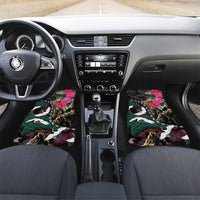 Hawaiian and Japanese Culture Car Mats Crane Sakura Hibiscus Tropical Vibes