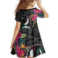Hawaiian and Japanese Culture Family Matching Long Sleeve Bodycon Dress and Hawaiian Shirt Crane Sakura Hibiscus Tropical Vibes