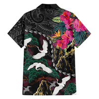 Hawaiian and Japanese Culture Family Matching Off Shoulder Maxi Dress and Hawaiian Shirt Crane Sakura Hibiscus Tropical Vibes