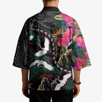 Hawaiian and Japanese Culture Kimono Crane Sakura Hibiscus Tropical Vibes