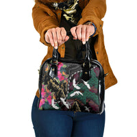 Hawaiian and Japanese Culture Shoulder Handbag Crane Sakura Hibiscus Tropical Vibes