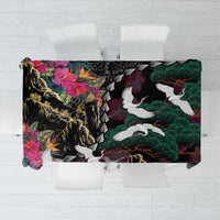 Hawaiian and Japanese Culture Tablecloth Crane Sakura Hibiscus Tropical Vibes