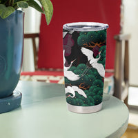 Hawaiian and Japanese Culture Tumbler Cup Crane Sakura Hibiscus Tropical Vibes