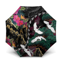 Hawaiian and Japanese Culture Umbrella Crane Sakura Hibiscus Tropical Vibes
