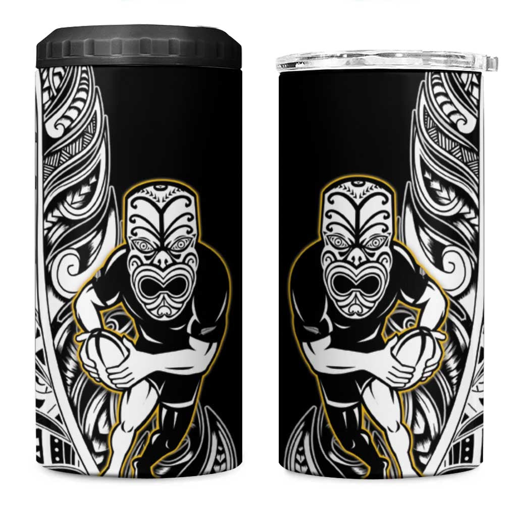 New Zealand Silver Fern Rugby 4 in 1 Can Cooler Tumbler All Black Maori Version Black