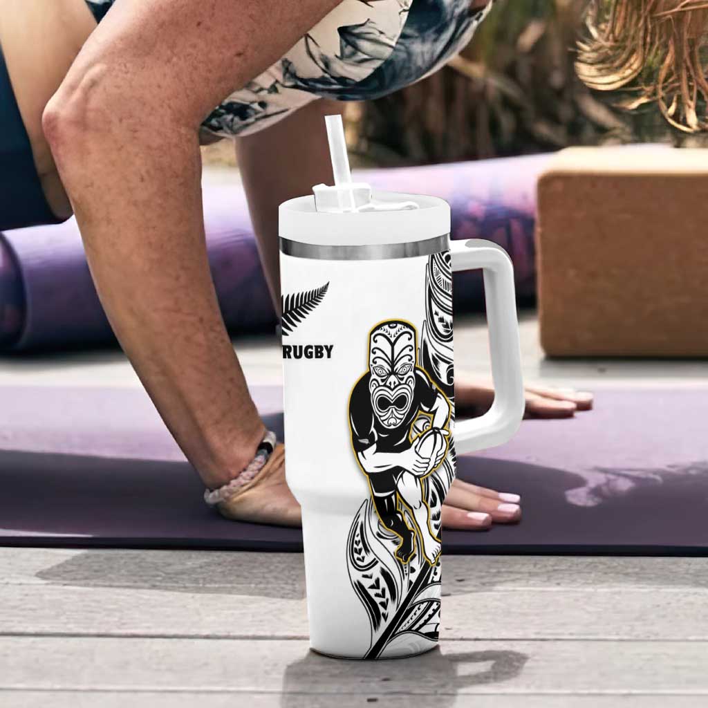 New Zealand Silver Fern Rugby Tumbler With Handle All Black Maori Version White