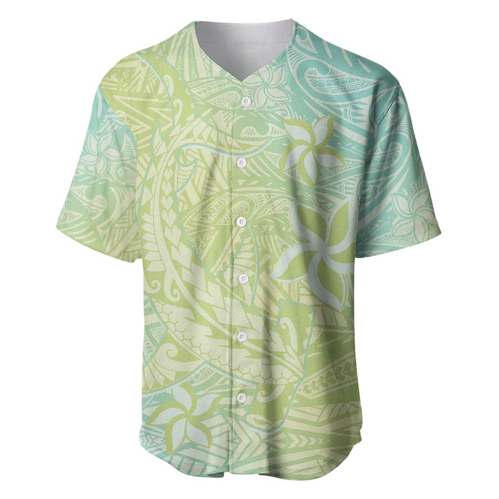 Baby Green Gradient Polynesia Baseball Jersey Hawaiian Tribal Hammerhead Shark Tattoo LT14 Baby Green - Polynesian Pride
