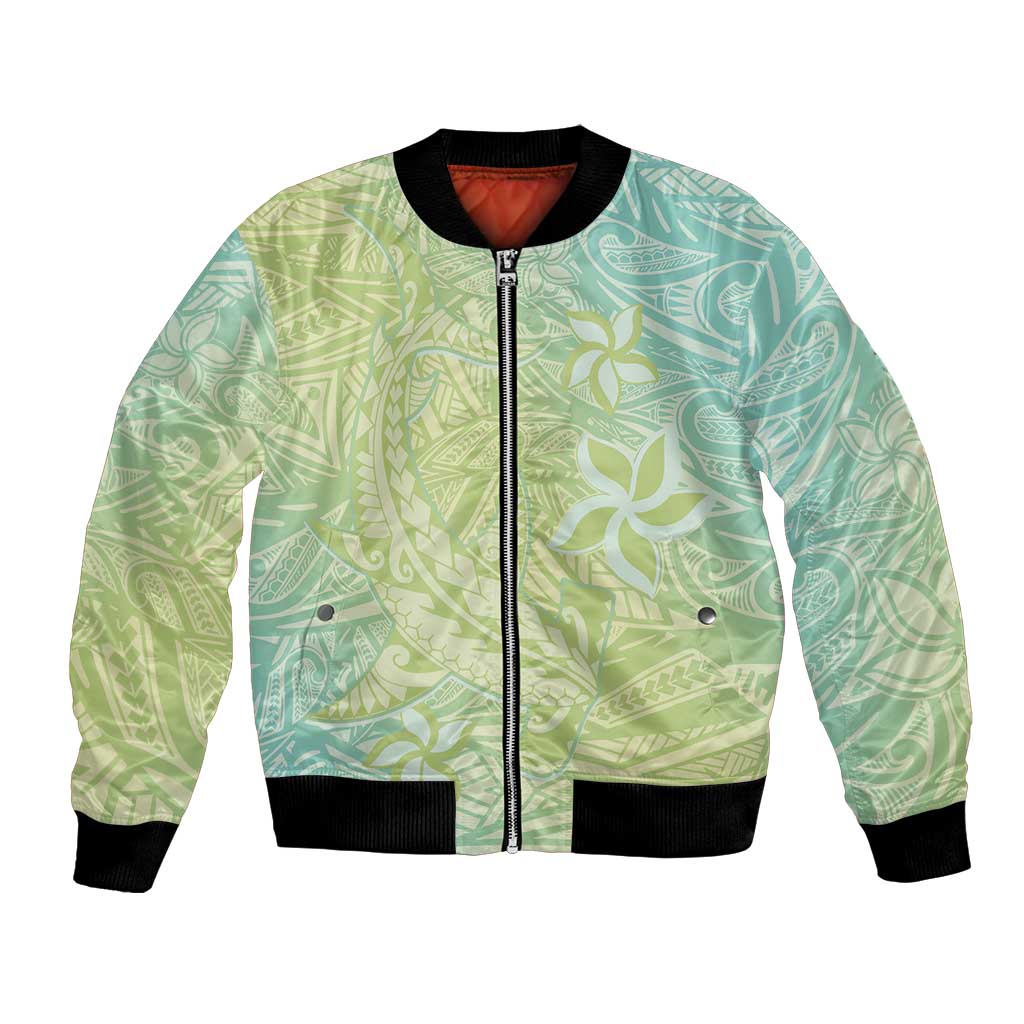 Baby Green Gradient Polynesia Bomber Jacket Hawaiian Tribal Hammerhead Shark Tattoo LT14 Unisex Baby Green - Polynesian Pride