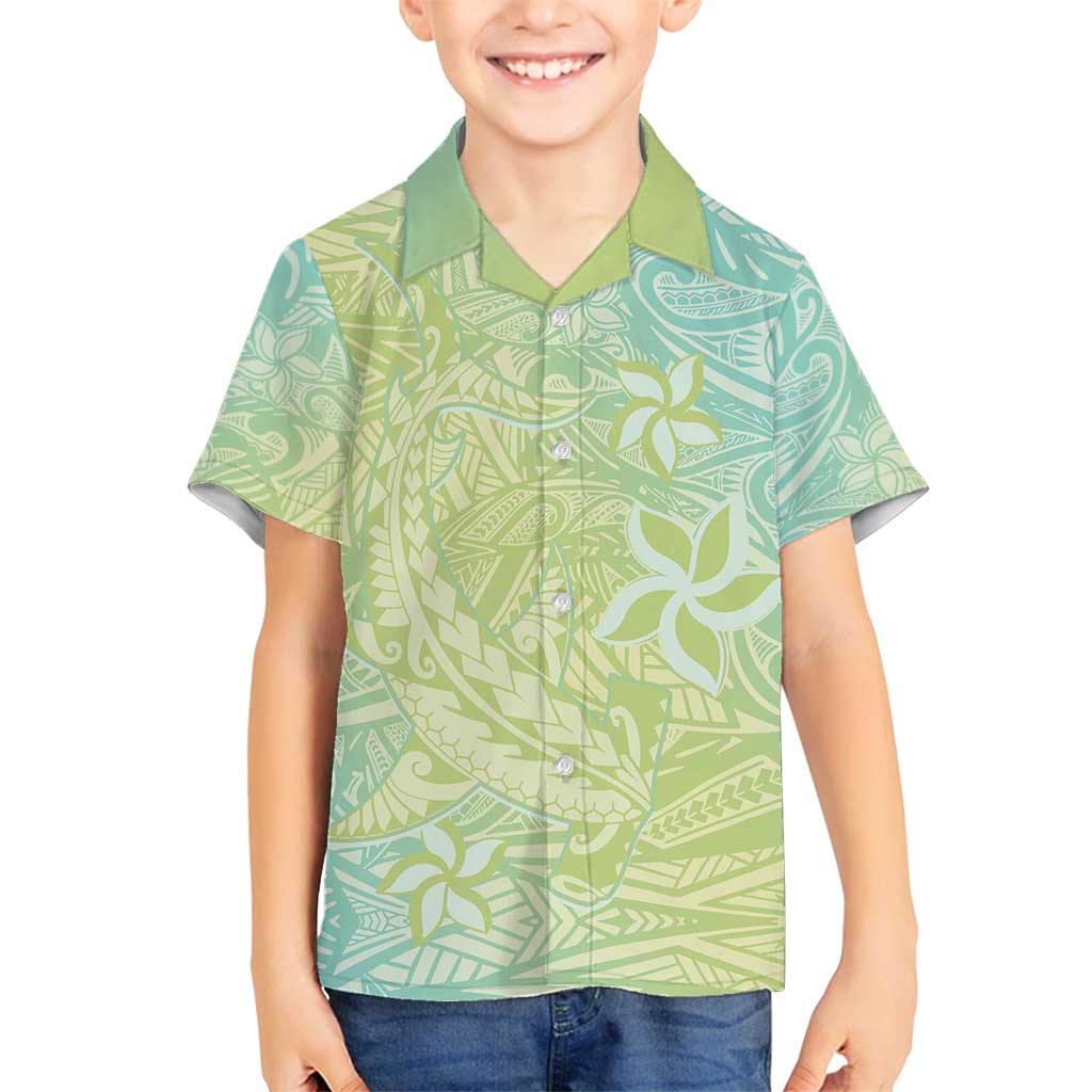Baby Green Gradient Polynesia Family Matching Summer Maxi Dress and Hawaiian Shirt Hawaiian Tribal Hammerhead Shark Tattoo LT14 Son's Shirt Baby Green - Polynesian Pride