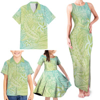 Baby Green Gradient Polynesia Family Matching Tank Maxi Dress and Hawaiian Shirt Hawaiian Tribal Hammerhead Shark Tattoo