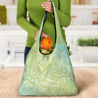 Baby Green Gradient Polynesia Grocery Bag Hawaiian Tribal Hammerhead Shark Tattoo