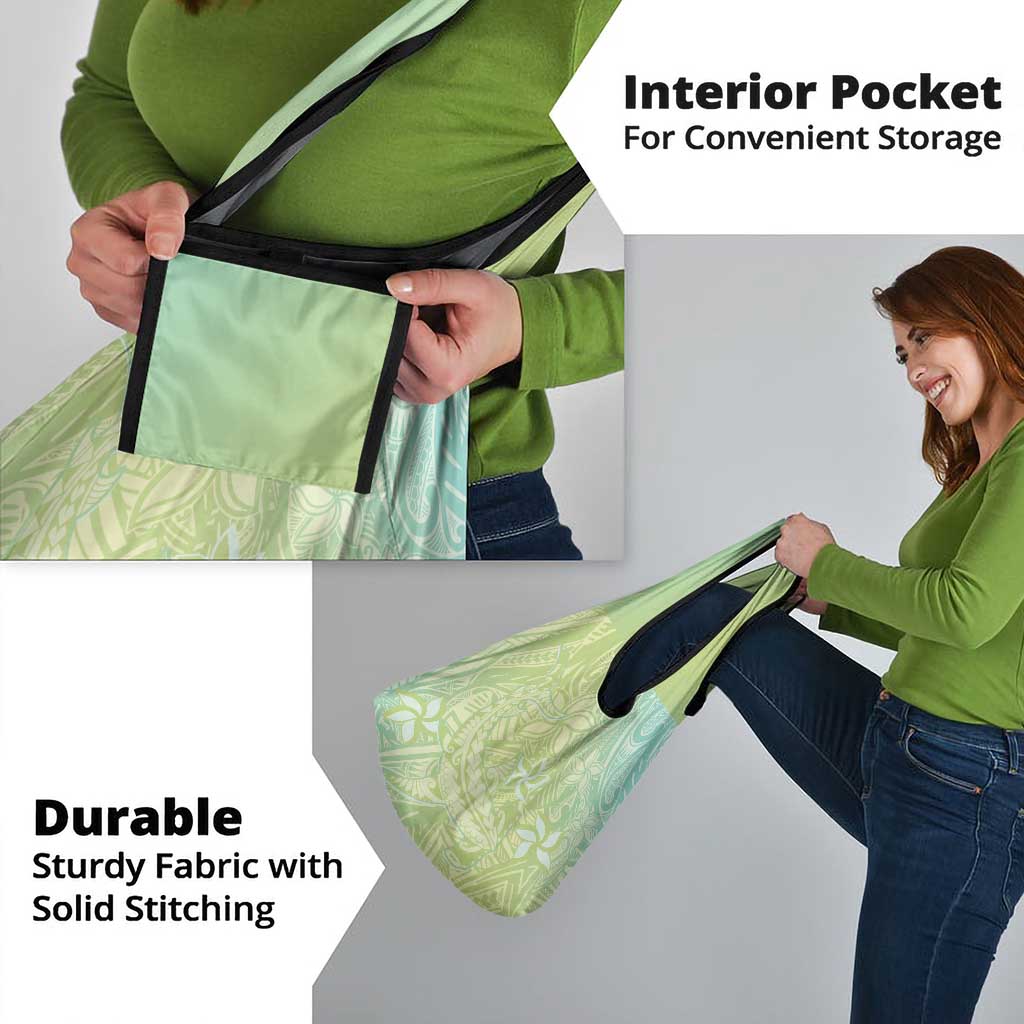 Baby Green Gradient Polynesia Grocery Bag Hawaiian Tribal Hammerhead Shark Tattoo