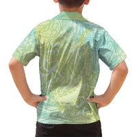 Baby Green Gradient Polynesia Kid Hawaiian Shirt Hawaiian Tribal Hammerhead Shark Tattoo