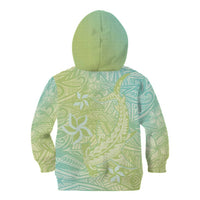 Baby Green Gradient Polynesia Kid Hoodie Hawaiian Tribal Hammerhead Shark Tattoo
