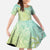Baby Green Gradient Polynesia Kid Short Sleeve Dress Hawaiian Tribal Hammerhead Shark Tattoo