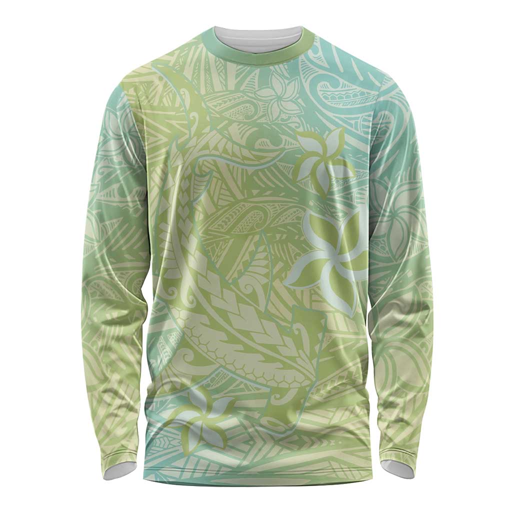 Baby Green Gradient Polynesia Long Sleeve Shirt Hawaiian Tribal Hammerhead Shark Tattoo LT14 Unisex Baby Green - Polynesian Pride