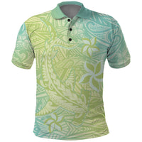 Baby Green Gradient Polynesia Polo Shirt Hawaiian Tribal Hammerhead Shark Tattoo