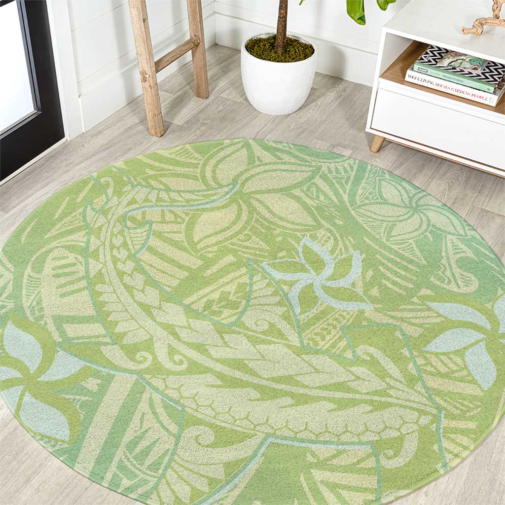 Baby Green Gradient Polynesia Round Carpet Hawaiian Tribal Hammerhead Shark Tattoo LT14 Baby Green - Polynesian Pride