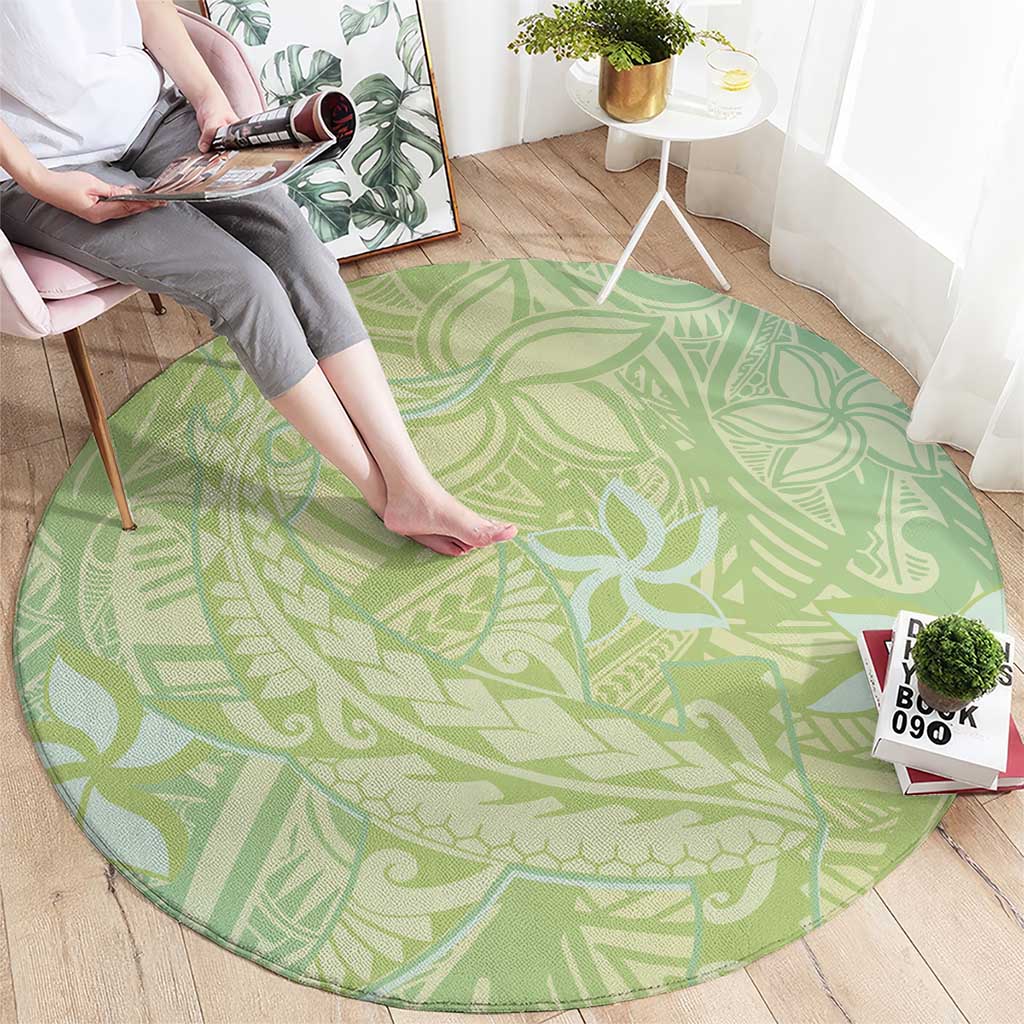 Baby Green Gradient Polynesia Round Carpet Hawaiian Tribal Hammerhead Shark Tattoo LT14 - Polynesian Pride