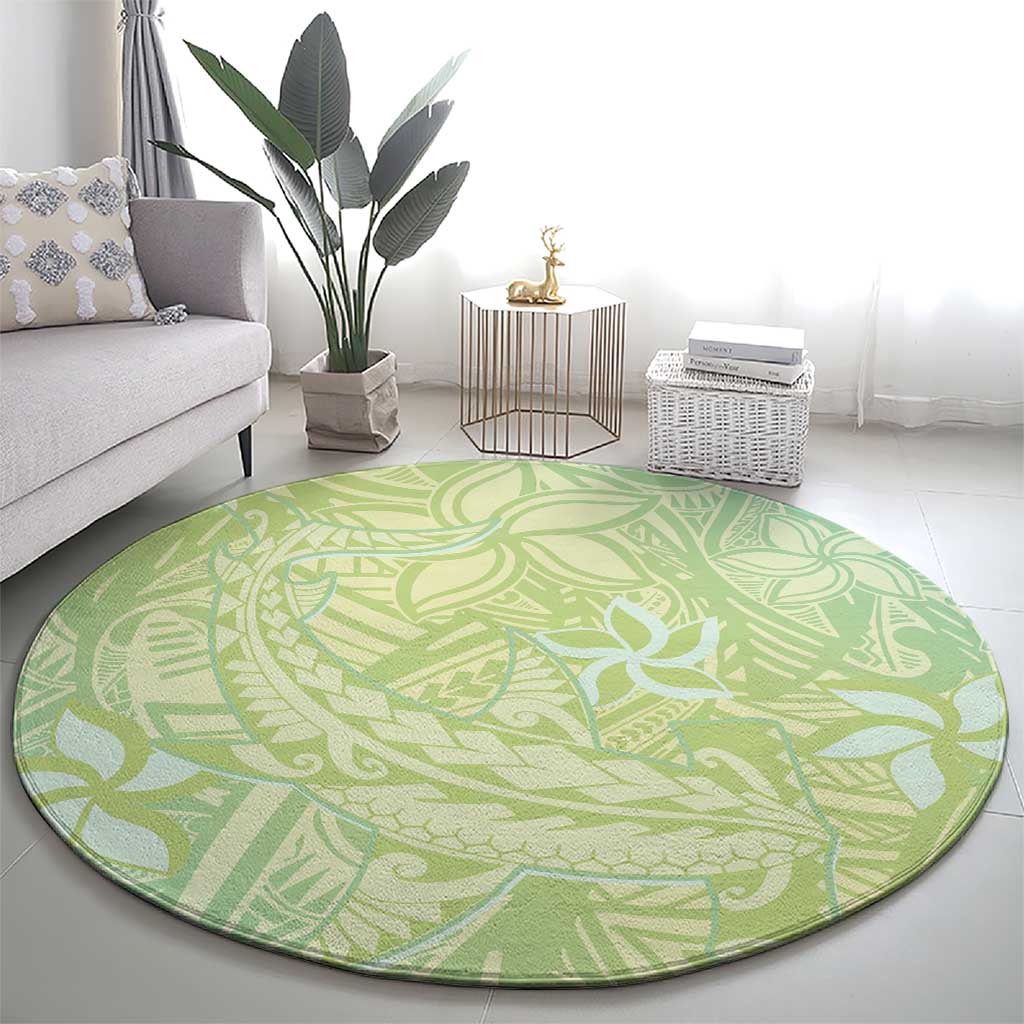 Baby Green Gradient Polynesia Round Carpet Hawaiian Tribal Hammerhead Shark Tattoo LT14 - Polynesian Pride