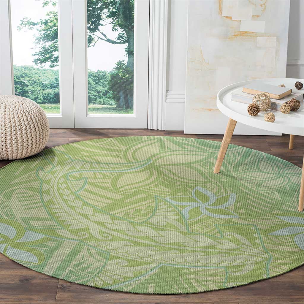 Baby Green Gradient Polynesia Round Carpet Hawaiian Tribal Hammerhead Shark Tattoo LT14 - Polynesian Pride