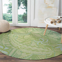 Baby Green Gradient Polynesia Round Carpet Hawaiian Tribal Hammerhead Shark Tattoo LT14 - Polynesian Pride