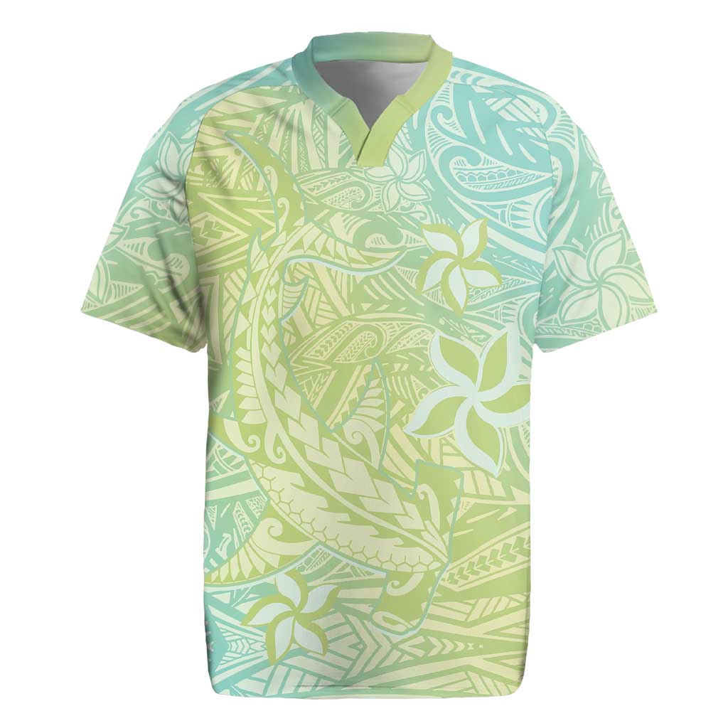 Baby Green Gradient Polynesia Rugby Jersey Hawaiian Tribal Hammerhead Shark Tattoo