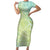 Baby Green Gradient Polynesia Short Sleeve Bodycon Dress Hawaiian Tribal Hammerhead Shark Tattoo