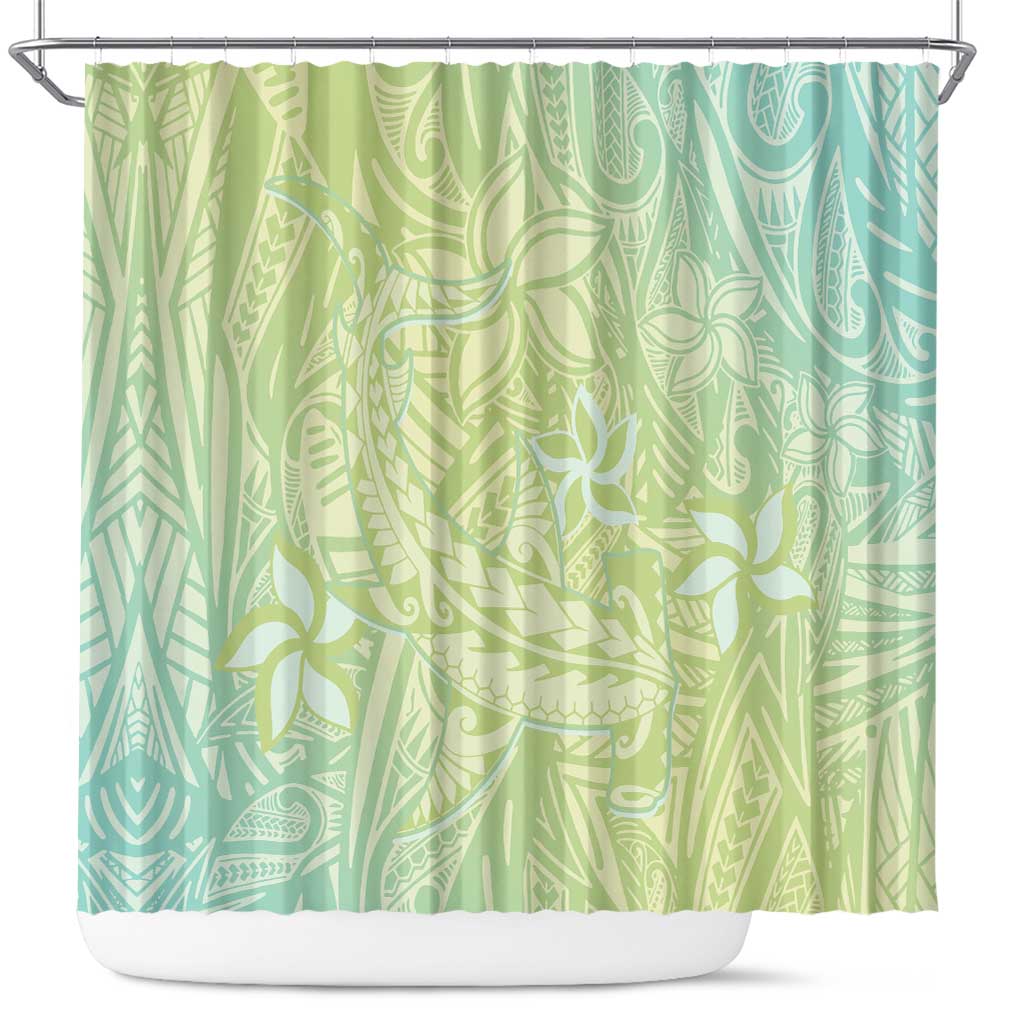 Baby Green Gradient Polynesia Shower Curtain Hawaiian Tribal Hammerhead Shark Tattoo LT14 Baby Green - Polynesian Pride