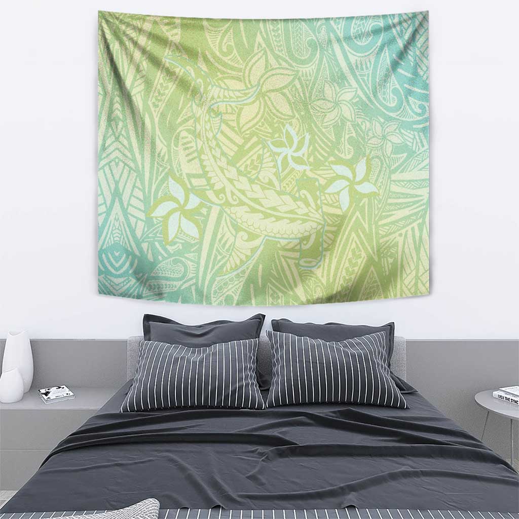 Baby Green Gradient Polynesia Tapestry Hawaiian Tribal Hammerhead Shark Tattoo