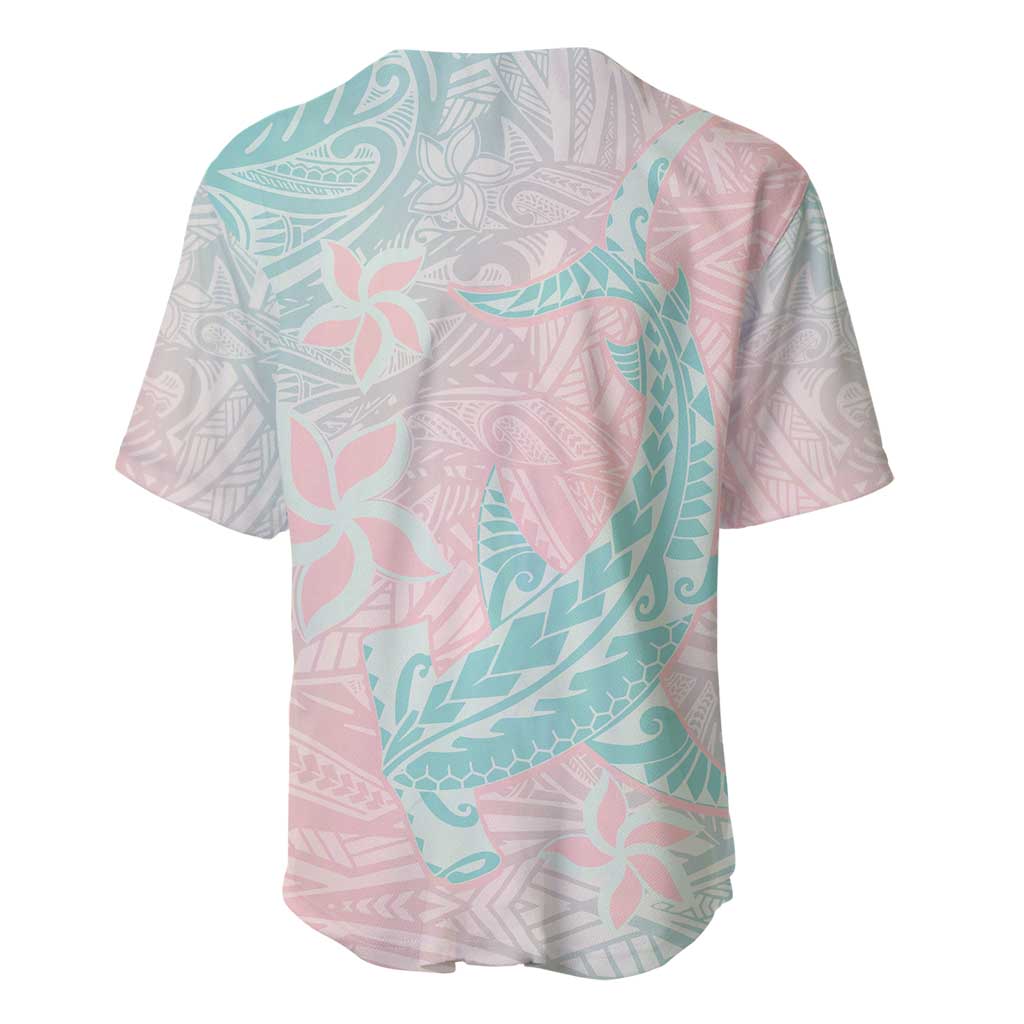 Baby Pink Gradient Polynesia Baseball Jersey Hawaiian Tribal Hammerhead Shark Tattoo LT14 - Polynesian Pride