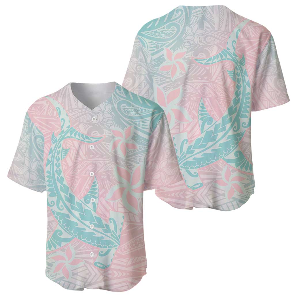 Baby Pink Gradient Polynesia Baseball Jersey Hawaiian Tribal Hammerhead Shark Tattoo LT14 - Polynesian Pride