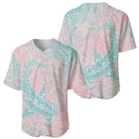 Baby Pink Gradient Polynesia Baseball Jersey Hawaiian Tribal Hammerhead Shark Tattoo LT14 - Polynesian Pride