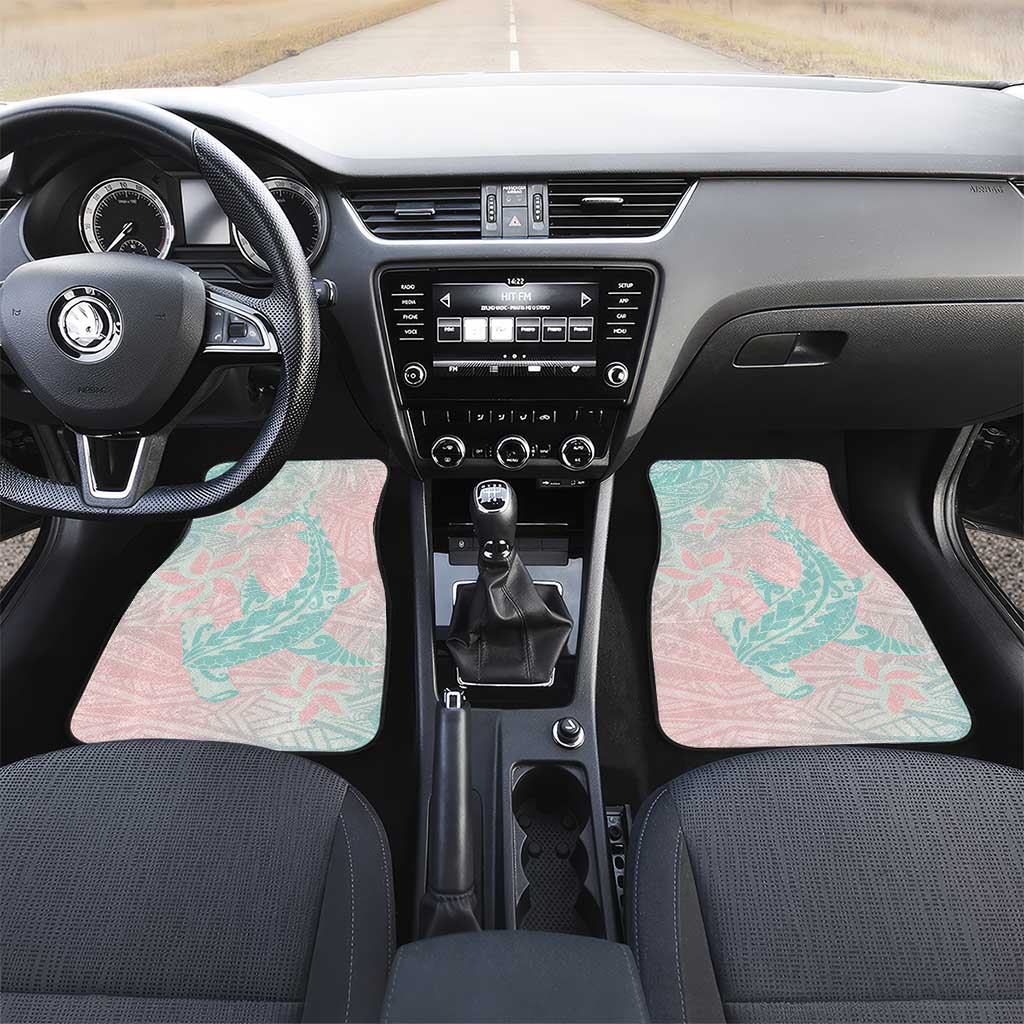 Baby Pink Gradient Polynesia Car Mats Hawaiian Tribal Hammerhead Shark Tattoo