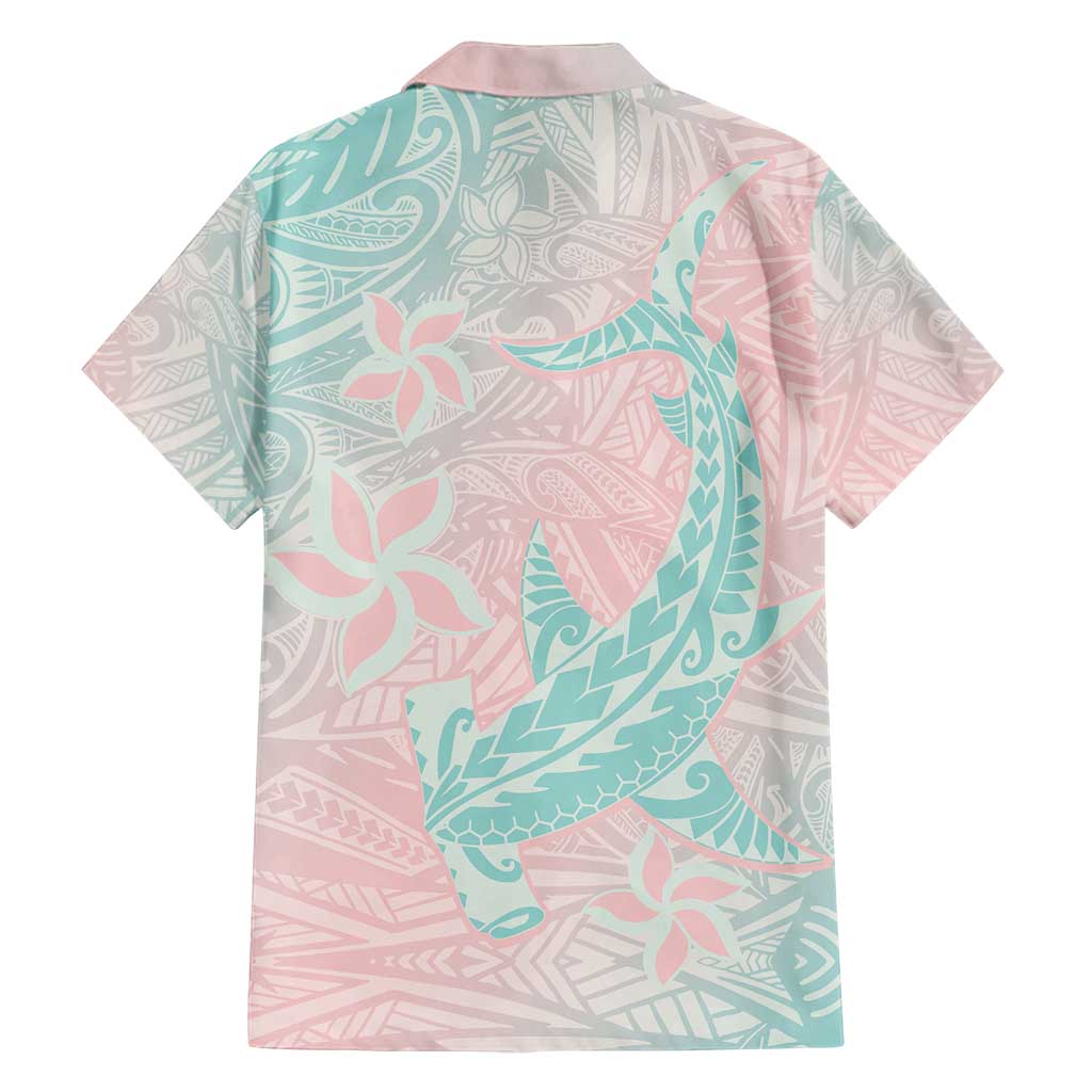 Baby Pink Gradient Polynesia Family Matching Off Shoulder Maxi Dress and Hawaiian Shirt Hawaiian Tribal Hammerhead Shark Tattoo