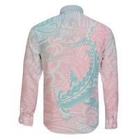 Baby Pink Gradient Polynesia Family Matching Off Shoulder Maxi Dress and Hawaiian Shirt Hawaiian Tribal Hammerhead Shark Tattoo