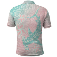 Baby Pink Gradient Polynesia Polo Shirt Hawaiian Tribal Hammerhead Shark Tattoo