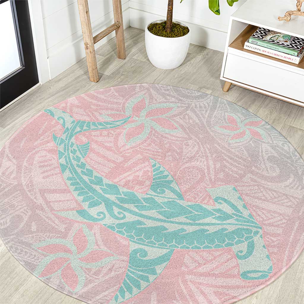 Baby Pink Gradient Polynesia Round Carpet Hawaiian Tribal Hammerhead Shark Tattoo LT14 Baby Pink - Polynesian Pride