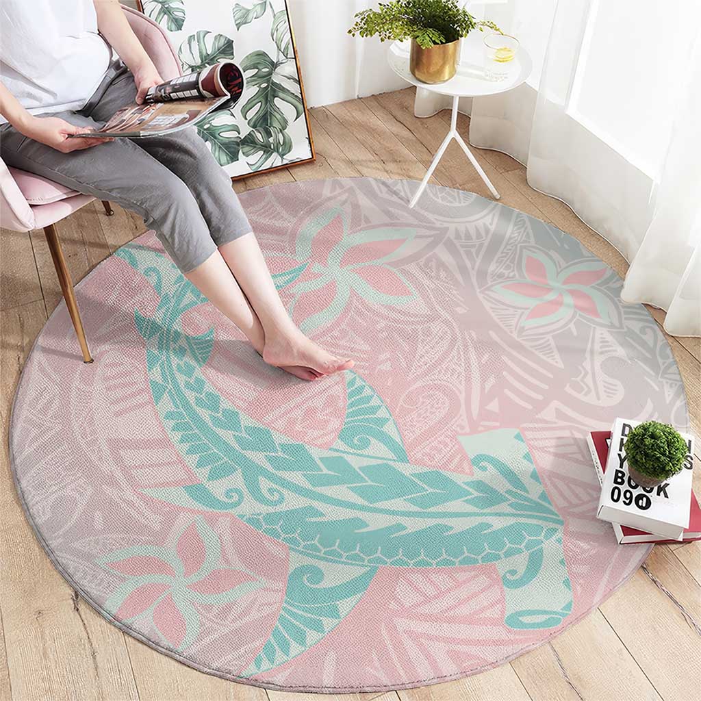 Baby Pink Gradient Polynesia Round Carpet Hawaiian Tribal Hammerhead Shark Tattoo LT14 - Polynesian Pride