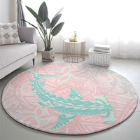 Baby Pink Gradient Polynesia Round Carpet Hawaiian Tribal Hammerhead Shark Tattoo LT14 - Polynesian Pride