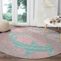 Baby Pink Gradient Polynesia Round Carpet Hawaiian Tribal Hammerhead Shark Tattoo LT14 - Polynesian Pride