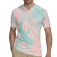Baby Pink Gradient Polynesia Rugby Jersey Hawaiian Tribal Hammerhead Shark Tattoo