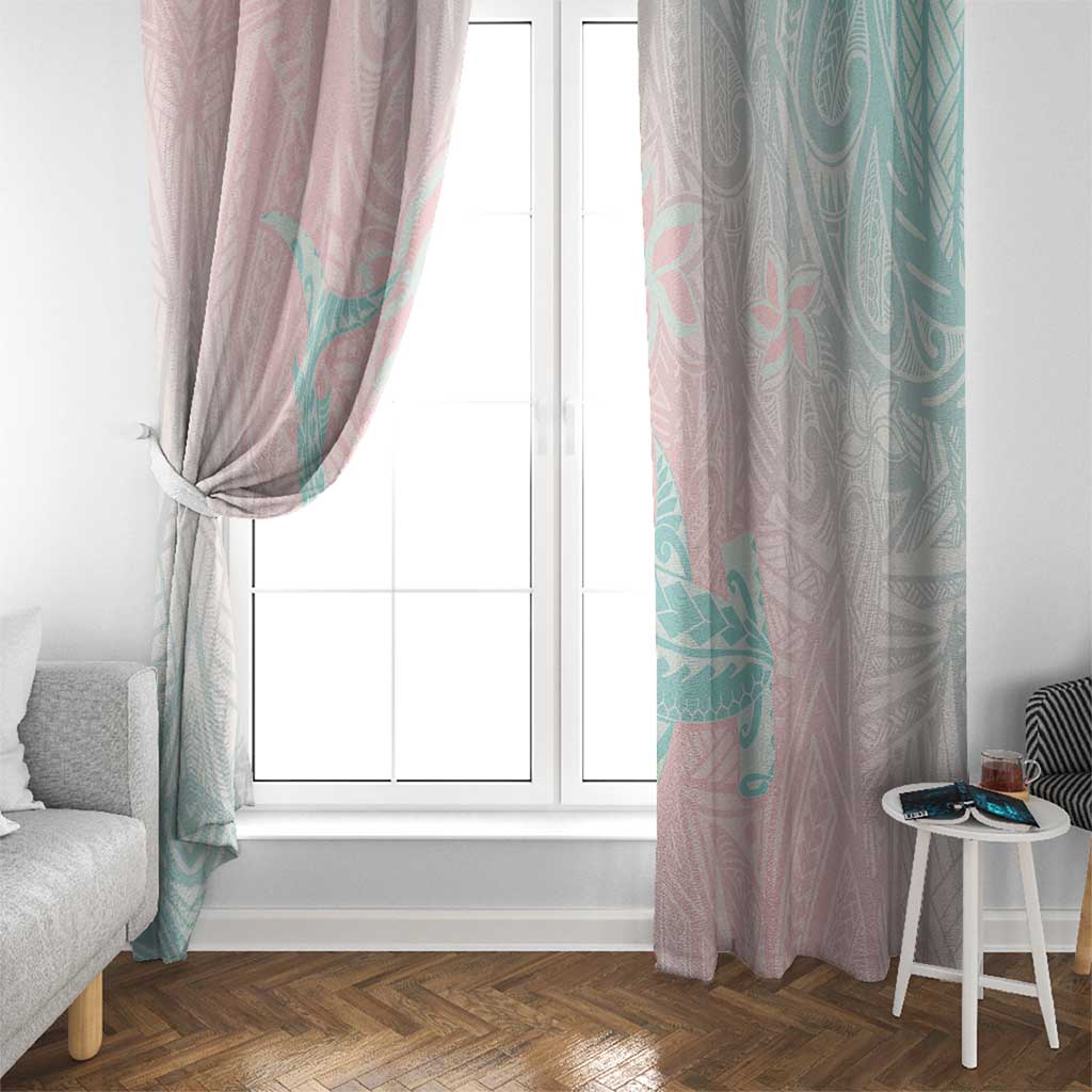 Baby Pink Gradient Polynesia Window Curtain Hawaiian Tribal Hammerhead Shark Tattoo