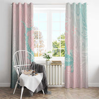 Baby Pink Gradient Polynesia Window Curtain Hawaiian Tribal Hammerhead Shark Tattoo