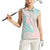 Baby Pink Gradient Polynesia Women Sleeveless Polo Shirt Hawaiian Tribal Hammerhead Shark Tattoo